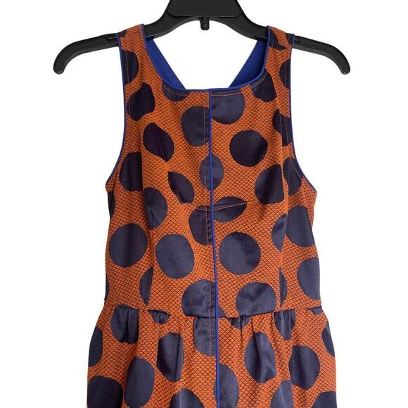 Maeve Anthropologie Women's Size 2 Orange Blue Polka Dot Sleeveless Sheath Dress - Picture 3 of 7
